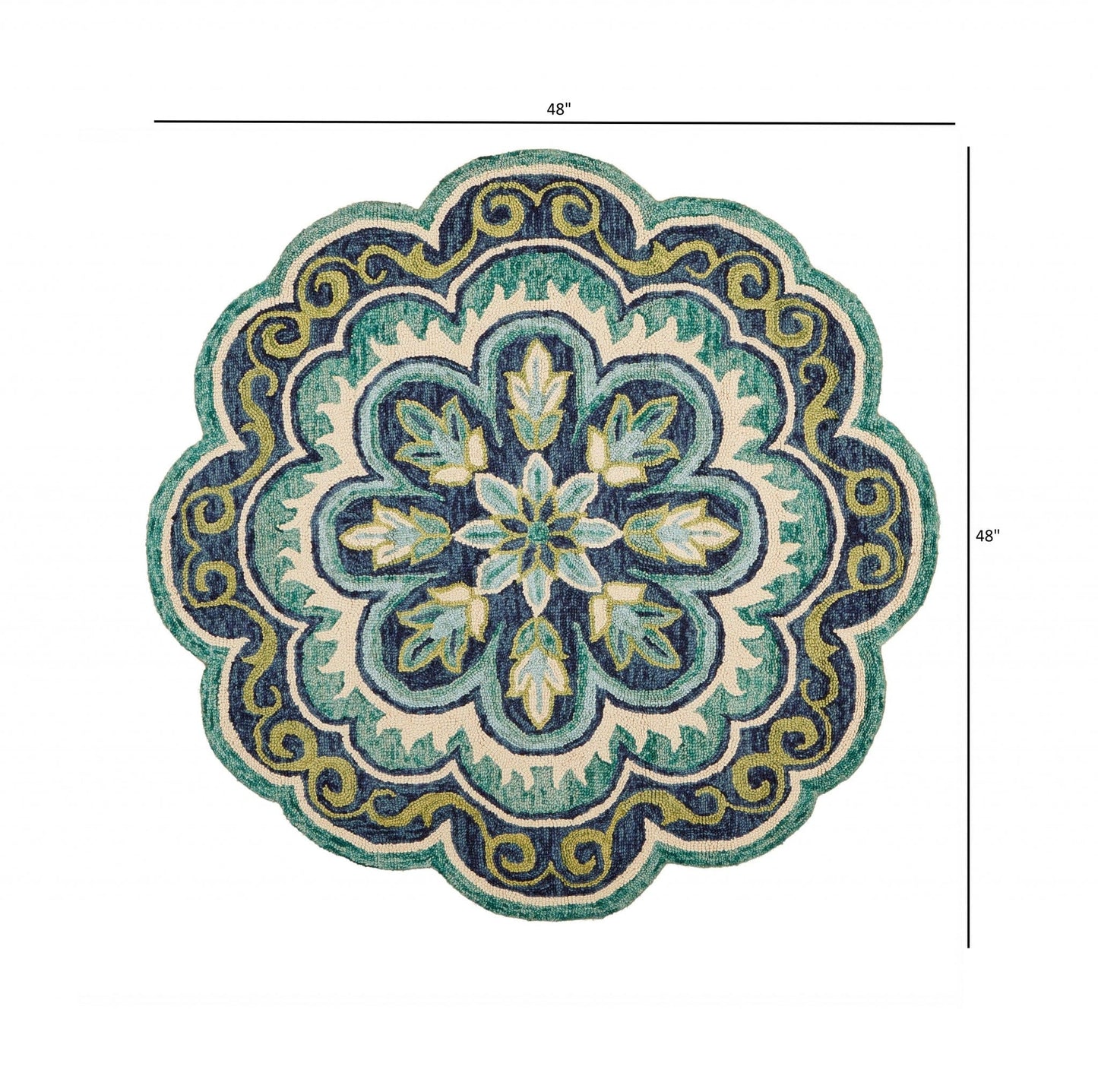 8’ X 10' Green Floral Artwork Area Rug