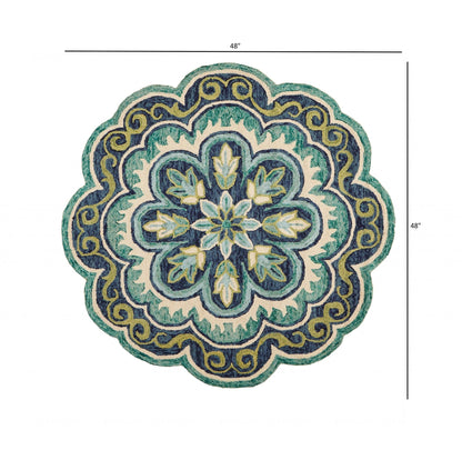 8’ X 10' Green Floral Artwork Area Rug