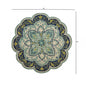 4’ Round Blue Ornate Medallion Area Rug