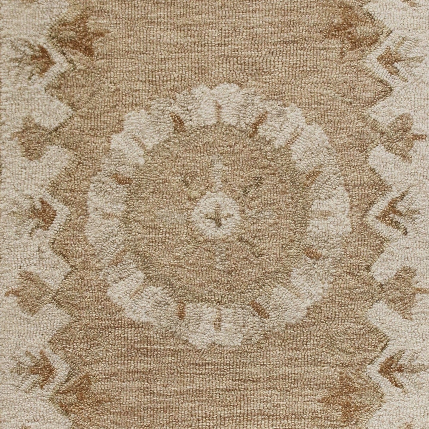 2’ X 7’ Tan Retro Modern Medallion Runner Rug