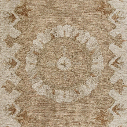 2’ X 7’ Tan Retro Modern Medallion Runner Rug