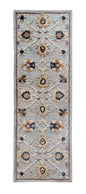 3’ Round Blue And Beige Floral Area Rug