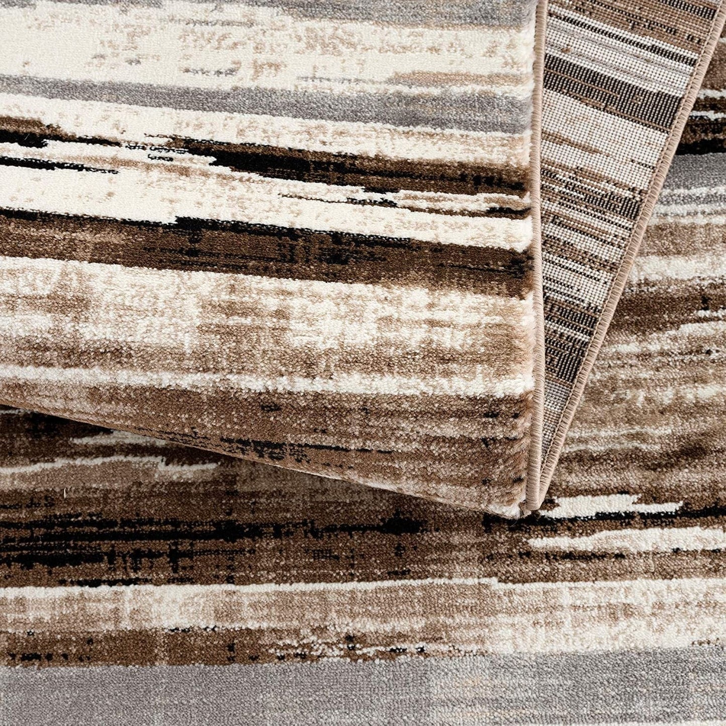 2’ X 10’ Beige Rustic Strokes Runner Rug
