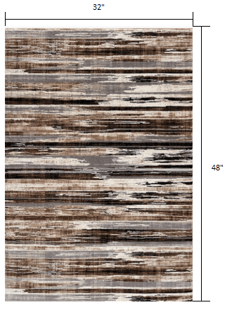 2’ X 10’ Beige Rustic Strokes Runner Rug