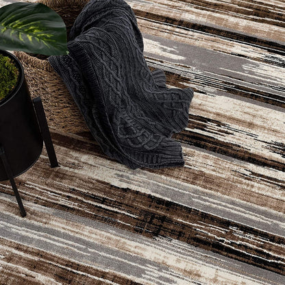 2’ X 10’ Beige Rustic Strokes Runner Rug