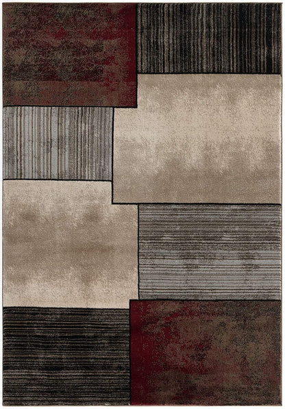 2’ X 4’ Brown Overlapped Blocks Area Rug