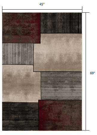 2’ X 4’ Brown Overlapped Blocks Area Rug
