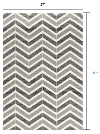 2’ X 10’ Gray Distressed Chevron Runner Rug