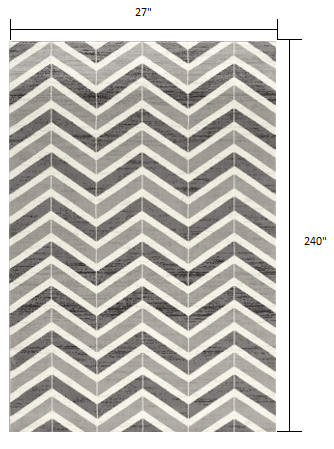 2’ X 10’ Gray Distressed Chevron Runner Rug