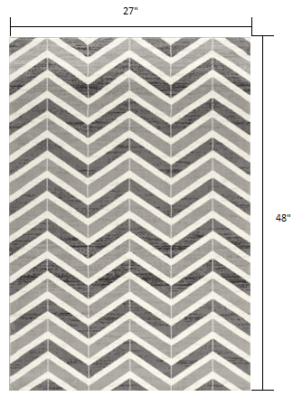 2’ X 10’ Gray Distressed Chevron Runner Rug