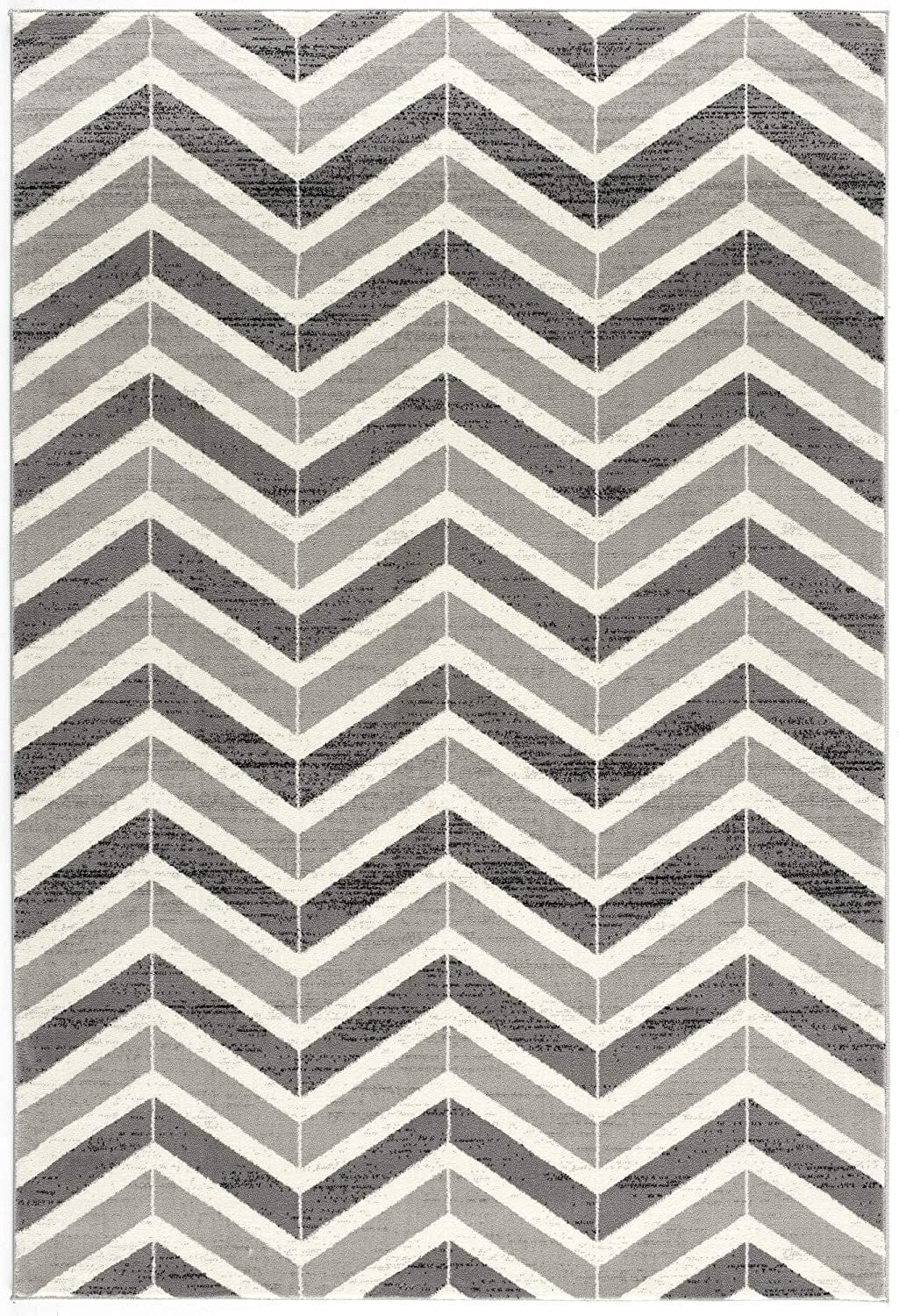 2’ X 10’ Gray Distressed Chevron Runner Rug