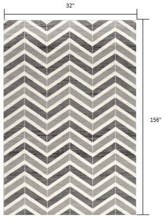 2’ X 10’ Gray Distressed Chevron Runner Rug