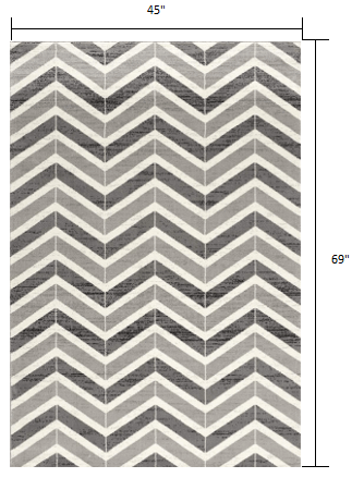 2’ X 10’ Gray Distressed Chevron Runner Rug