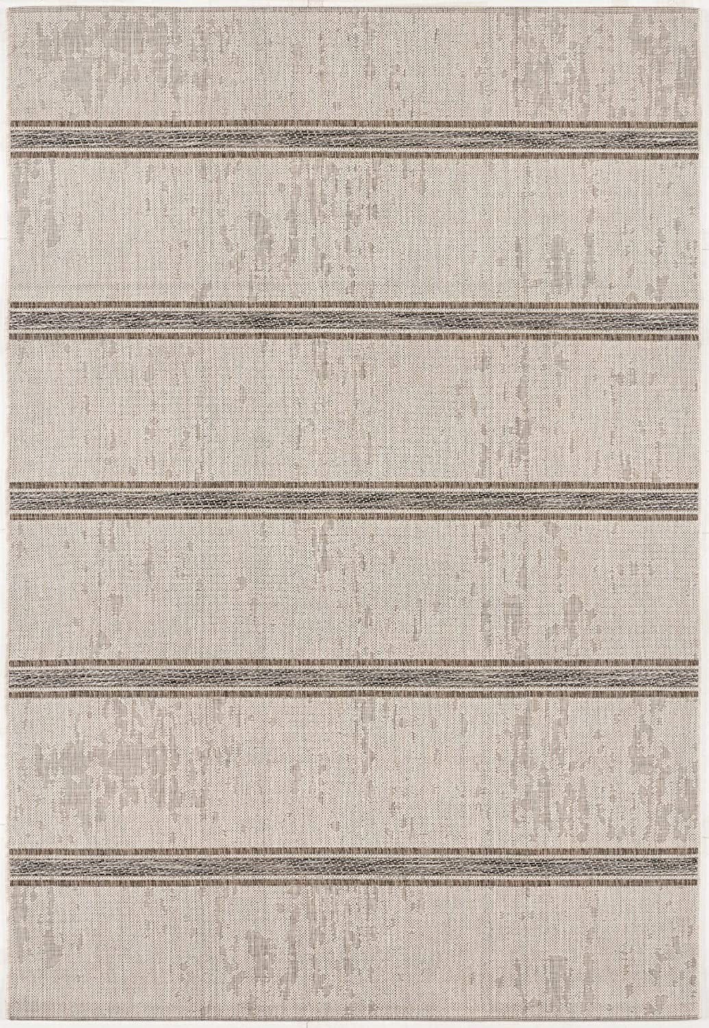 3’ X 10’ Ivory Transitional Striped Runner Rug