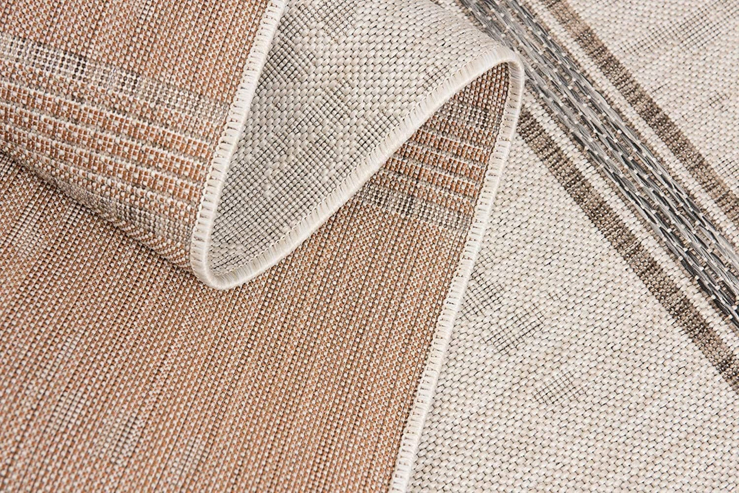 3’ X 10’ Ivory Transitional Striped Runner Rug