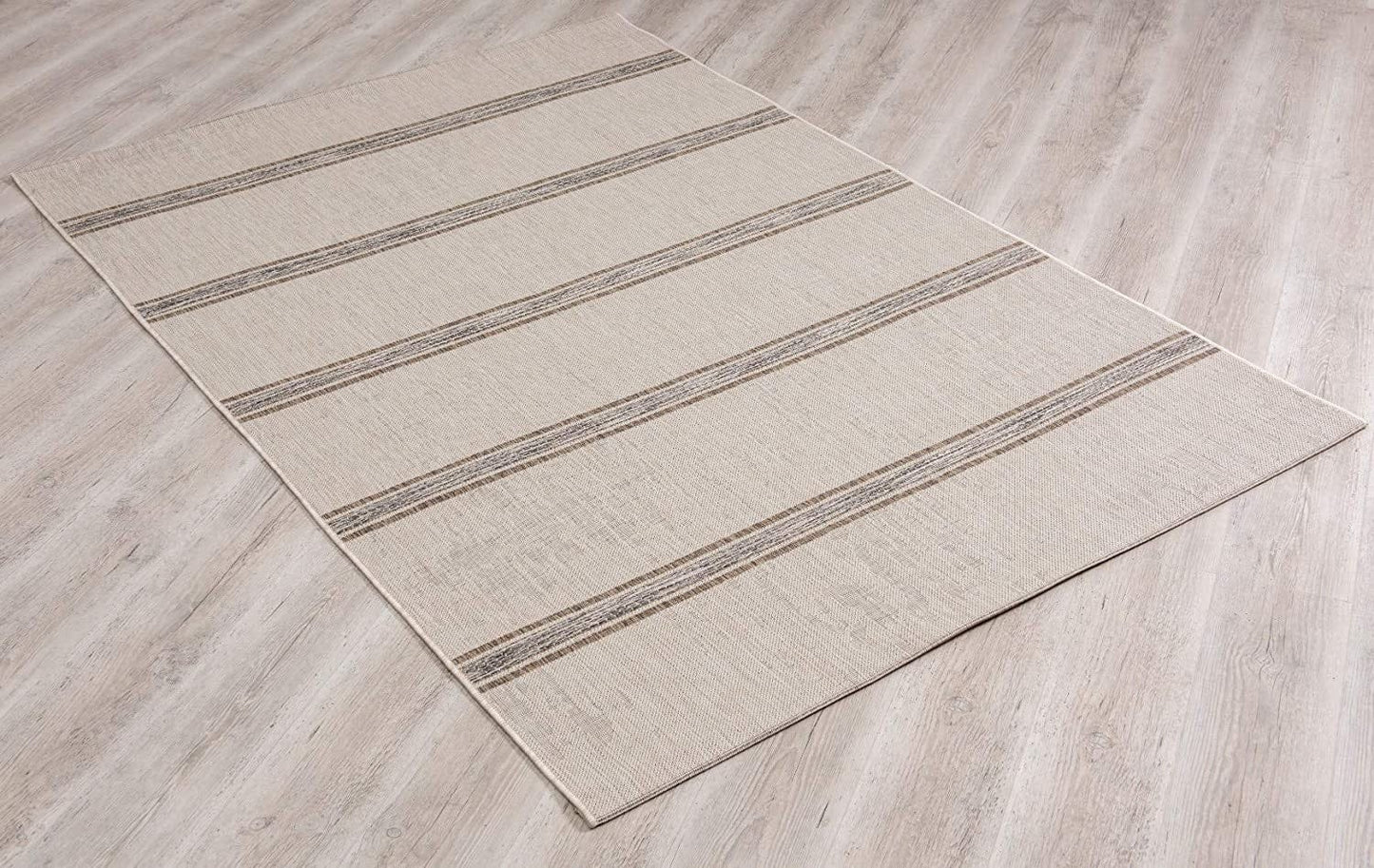 3’ X 10’ Ivory Transitional Striped Runner Rug