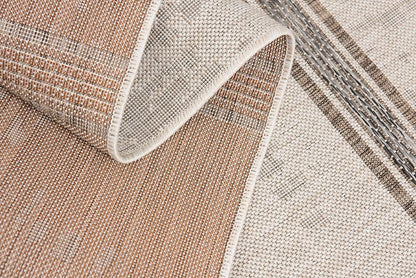 3’ X 10’ Ivory Transitional Striped Runner Rug