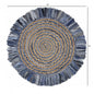Denim And Natural Jute Round Swirl Fringed Rug