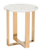 Designer's Choice White Faux Marble and Gold End Table