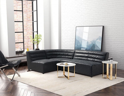 Designer's Choice White Faux Marble and Gold End Table