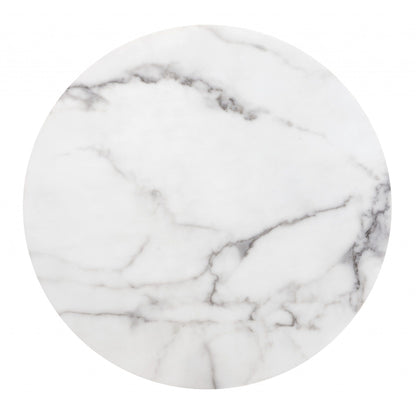 Designer's Choice White Faux Marble and Steel End Table