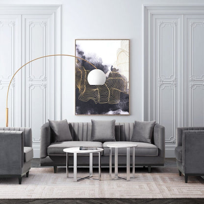 Designer's Choice White Faux Marble and Steel End Table