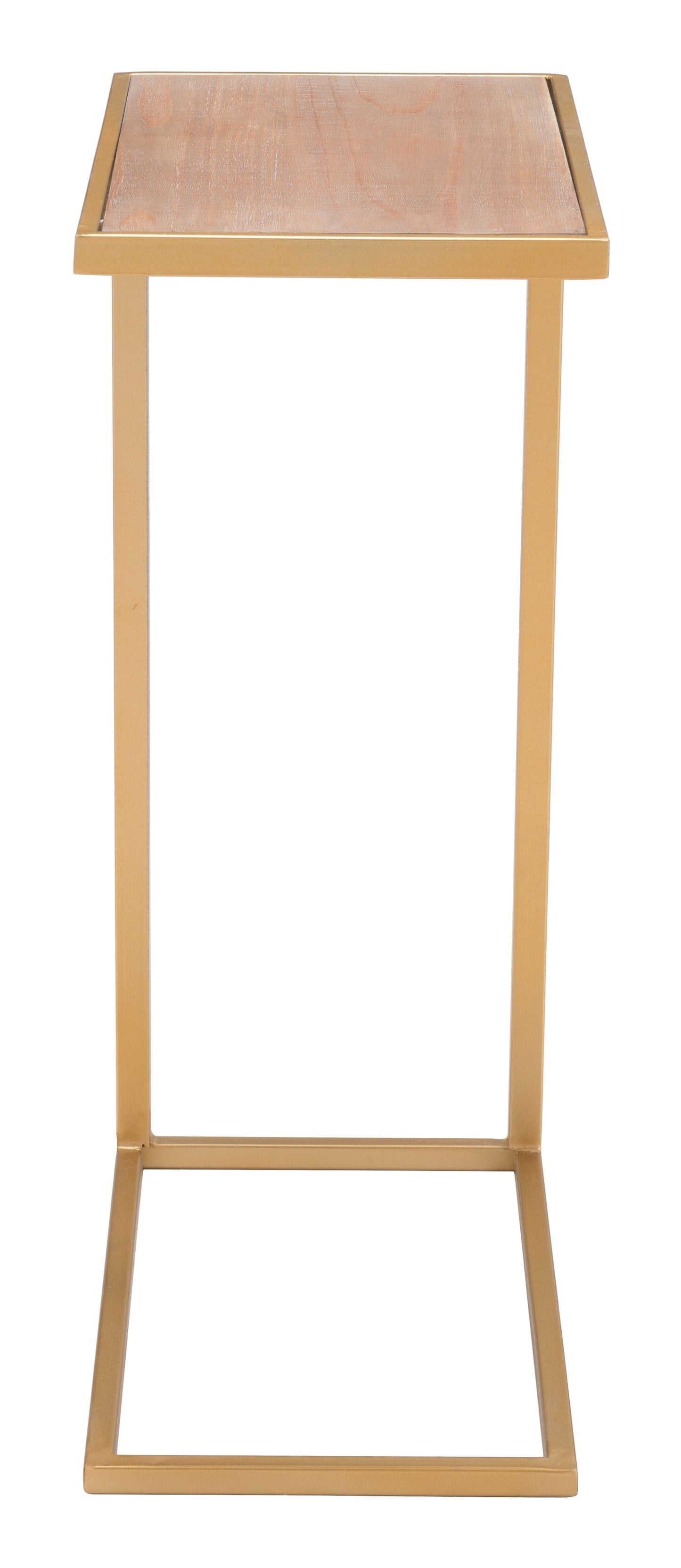 Gold and Brown Sliding Side Table