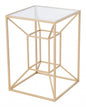 23" Gold And Clear Genuine Marble Look Square End Table