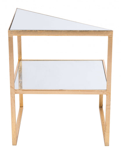 22" Gold And Clear Glass Rectangular End Table