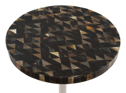 Dark Mother of Pearl Round Side Table