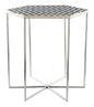21" Silver And Black And White Stone Hexagon End Table