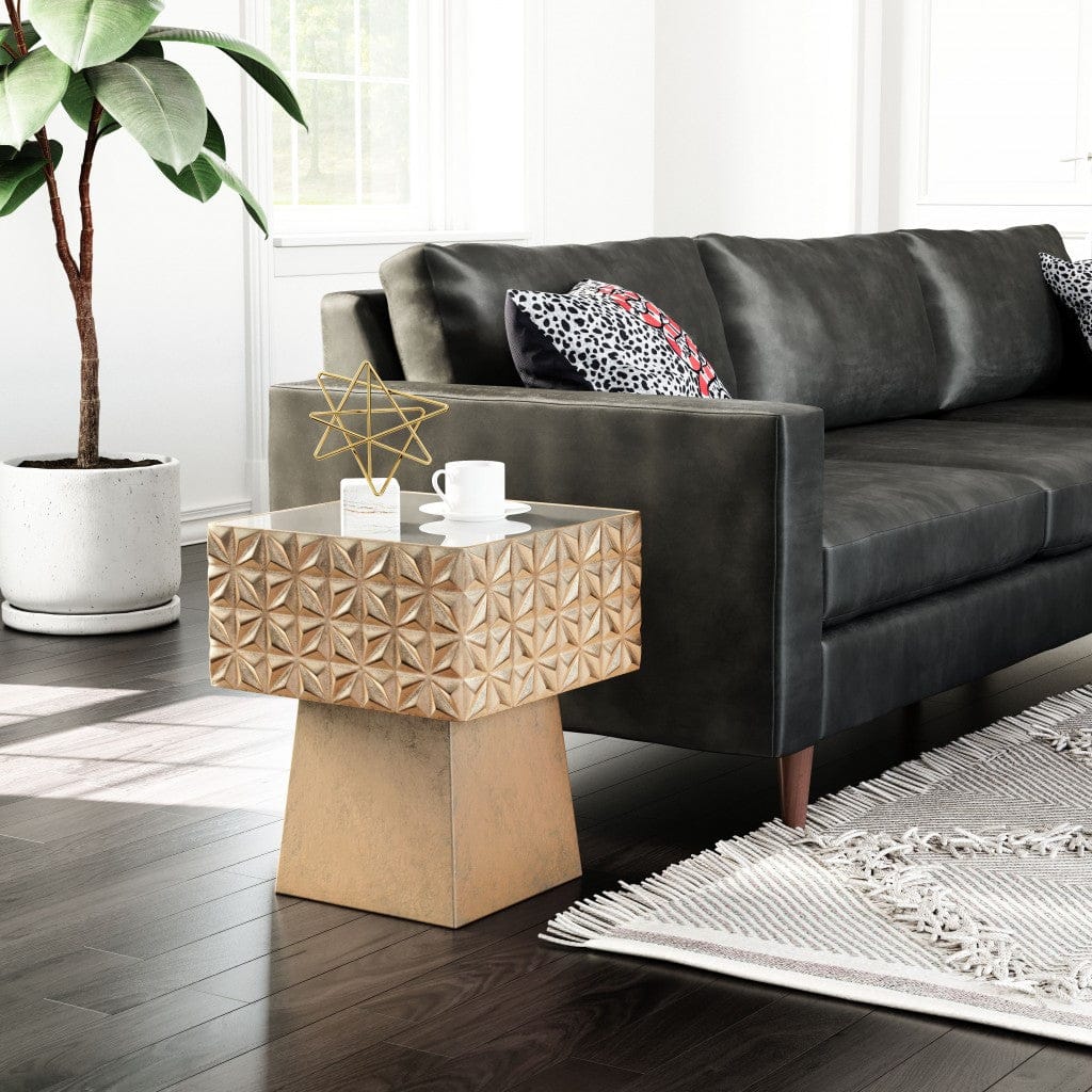 Tribal Gold Mirror Side Table