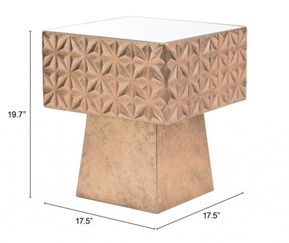 Tribal Gold Mirror Side Table