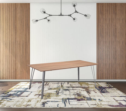 40" Walnut Brown And Steel Gray Rectangular Dining Table