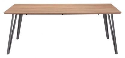 40" Walnut Brown And Steel Gray Rectangular Dining Table