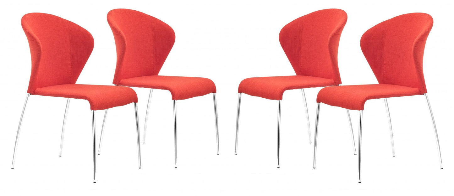 Set Of 4 Silver Wingback Dining Chairs