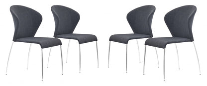 Set Of 4 Silver Wingback Dining Chairs