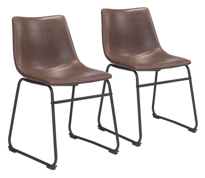 Set Of 2 Black Solid Back Dining Chairs