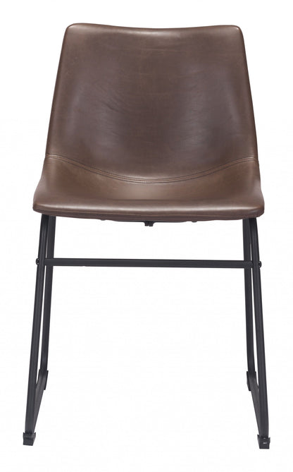 Set Of 2 Black Solid Back Dining Chairs