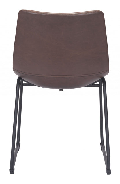 Set Of 2 Black Solid Back Dining Chairs