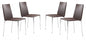 Set of Four Brown Faux Leather and Steel Standard Stackable Dining or Accent Chairs