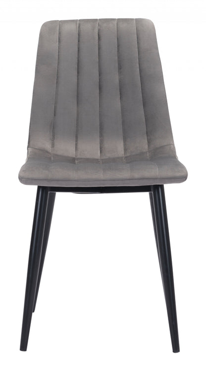 Set of Two Gray Channel Scoop Dining Chairs