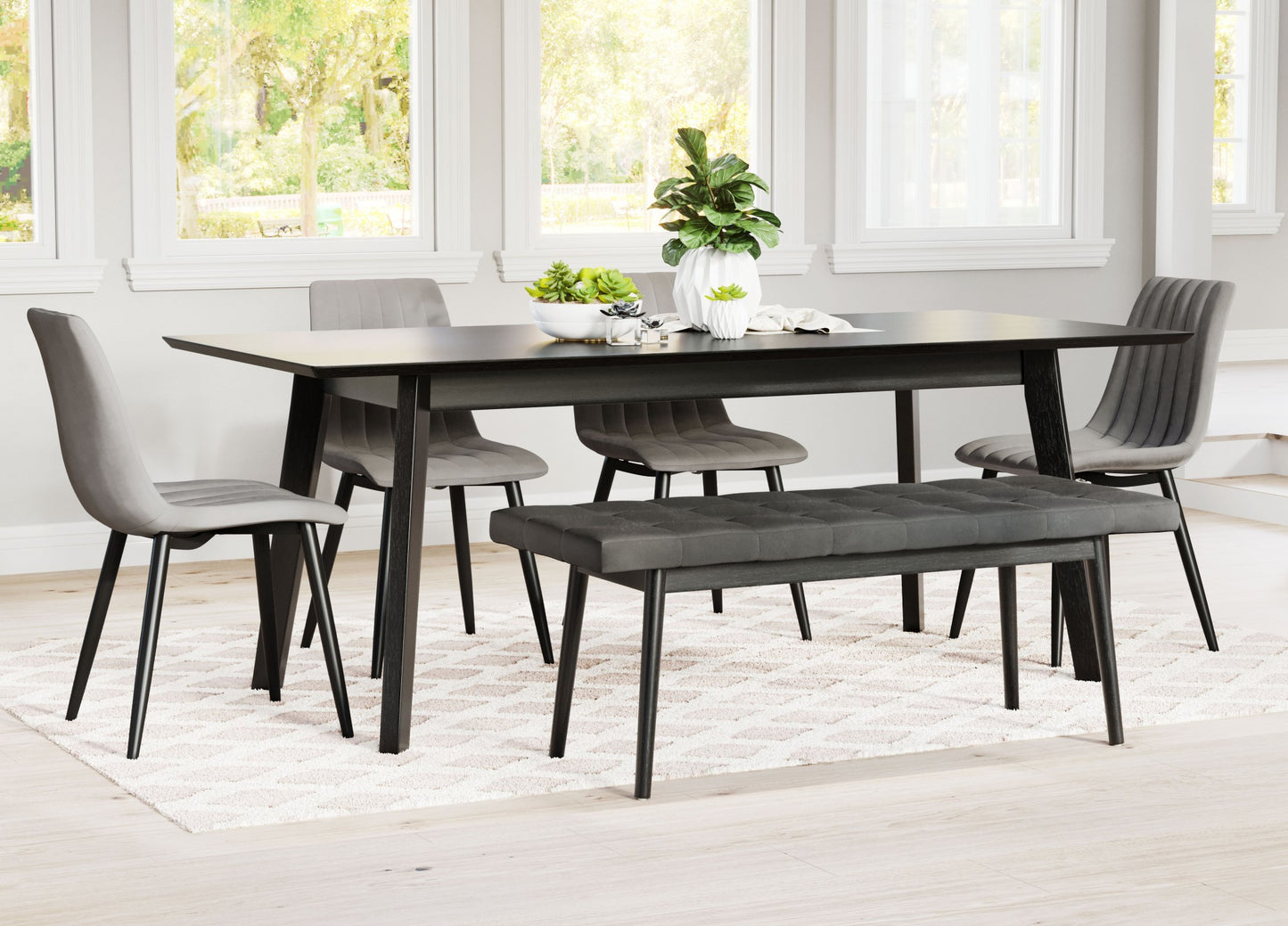 Set of Two Gray Channel Scoop Dining Chairs