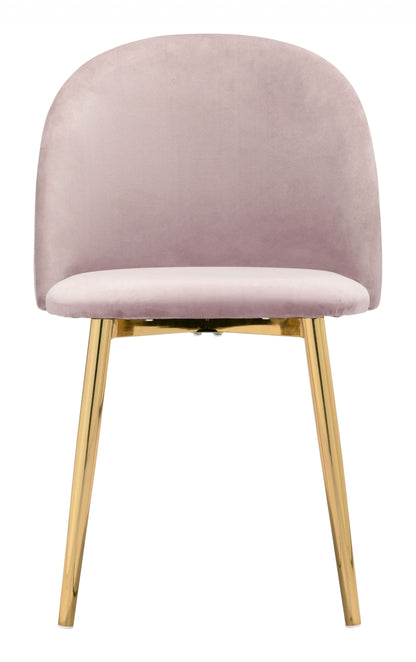 Set of Two Pale Pink and Gold Modern Pringle Dining Chairs