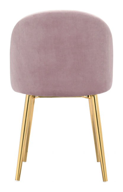 Set of Two Pale Pink and Gold Modern Pringle Dining Chairs