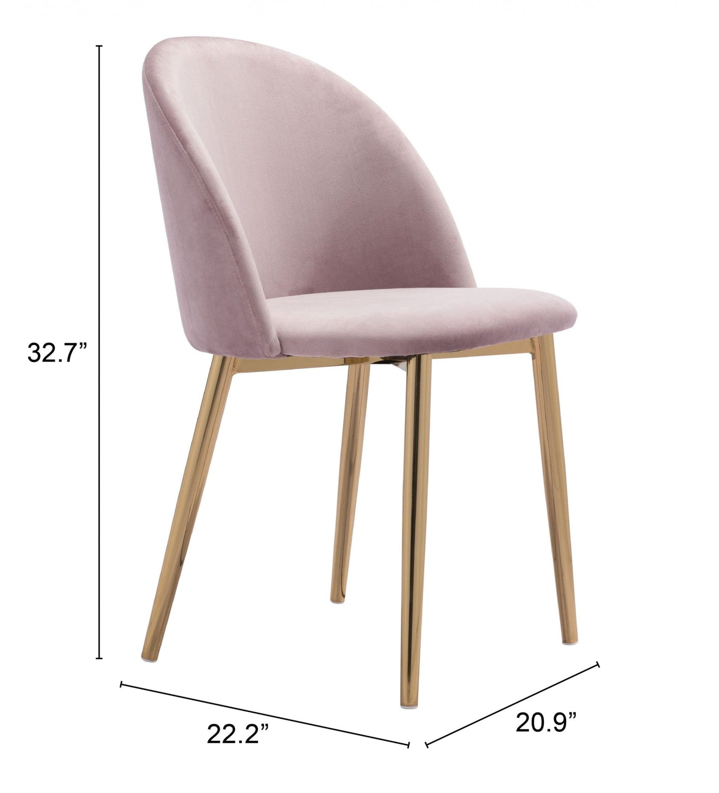 Set of Two Pale Pink and Gold Modern Pringle Dining Chairs