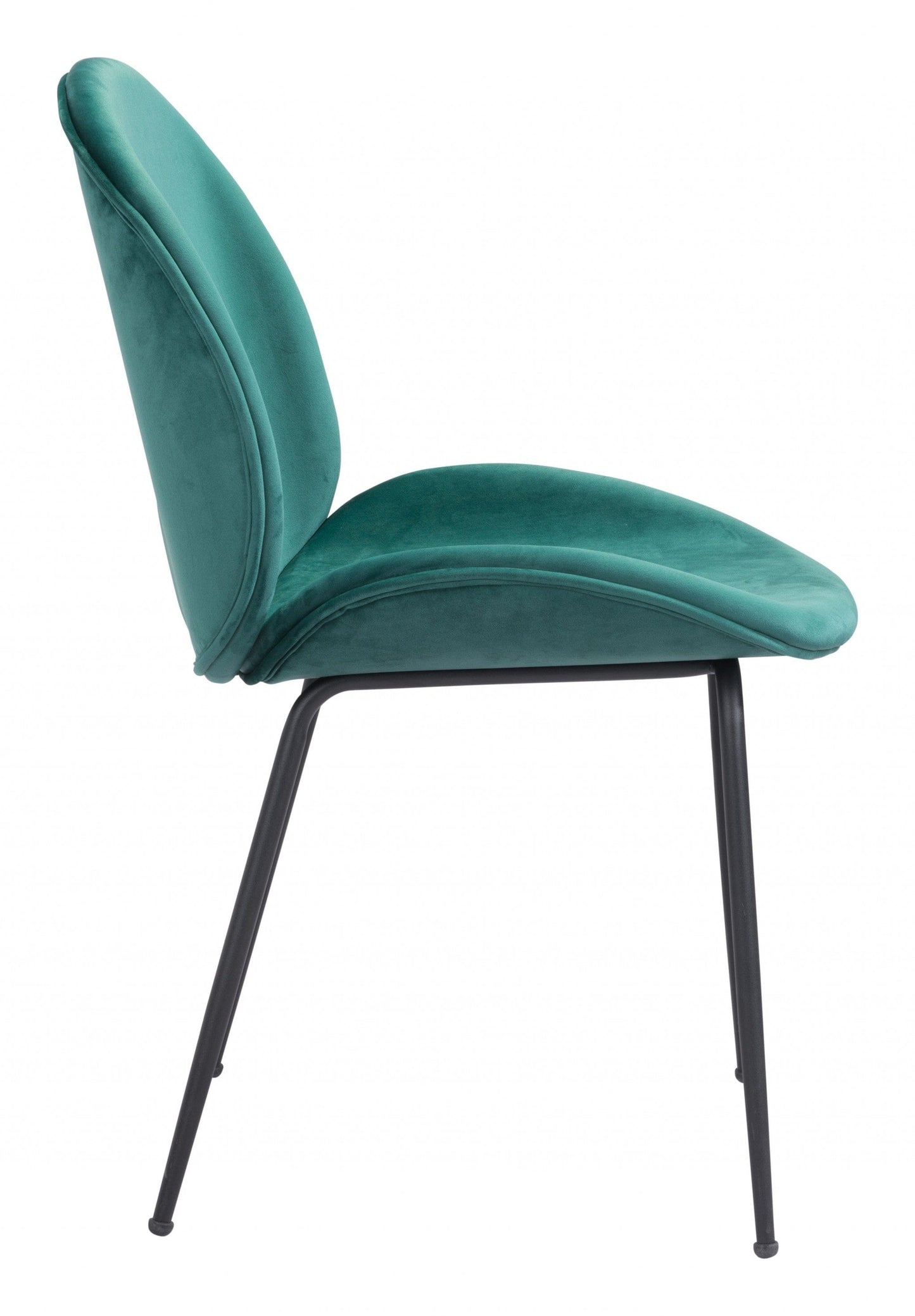 Set of Two Contempo Emerald Green Velvet Dining Chairs