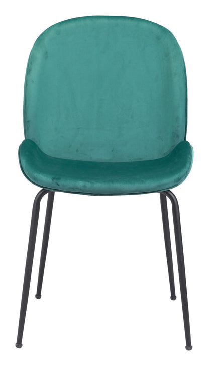 Set of Two Contempo Emerald Green Velvet Dining Chairs