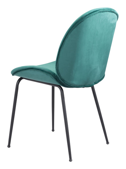 Set of Two Contempo Emerald Green Velvet Dining Chairs