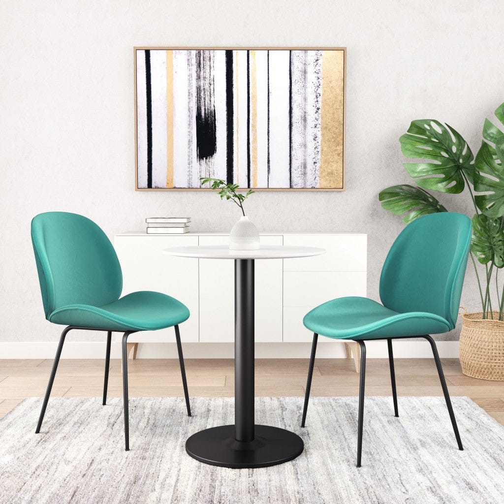 Set of Two Contempo Emerald Green Velvet Dining Chairs